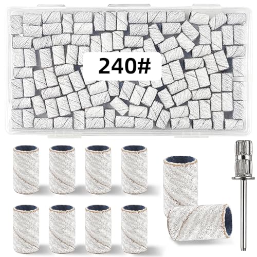 240-Grit White Nail Drill Sanding Bands 100 Pcs for Acrylic Nails - TKYZMS