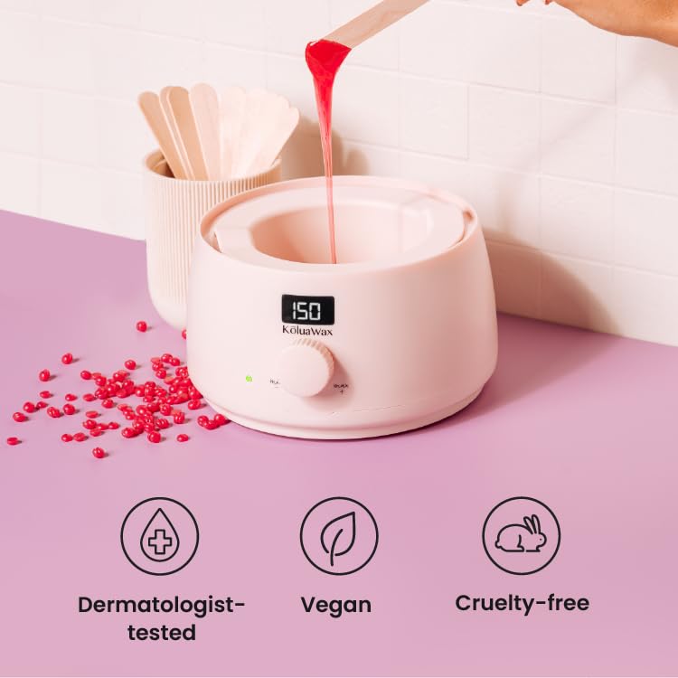 KoluaWax Blush Waxing Kit for Hair Removal - 14oz Beginner Friendly