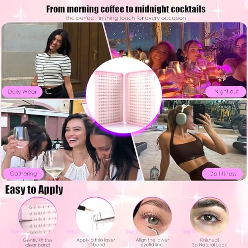 Bottom Lash Clusters Natural Wispy Clear Band J Curl 4-8mm
