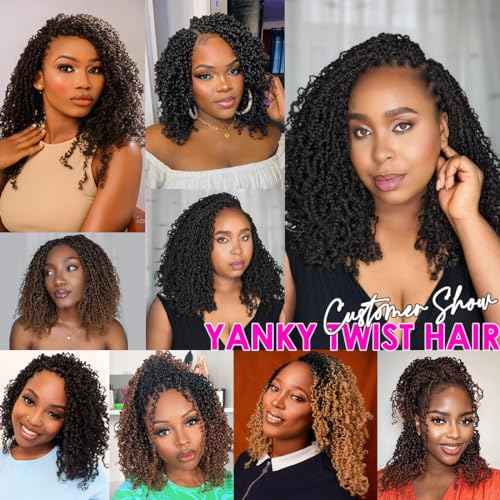Youngther Yanky twist crochet hair 16inch Pre-Twisted Spring Twist with curly crochet hair for black women Synthetic hair extension£¨16inch 1B/4/30 6PCS£©