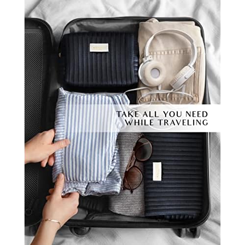 Set of 2 Toiletry Bags for Women, Travel Toiletry Bag for Cosmetics, Makeup, Toiletries | Large Capacity Toiletry Bags for Traveling, Cosmetic Pouch, Makeup Bag Small and Large Size, Ebony