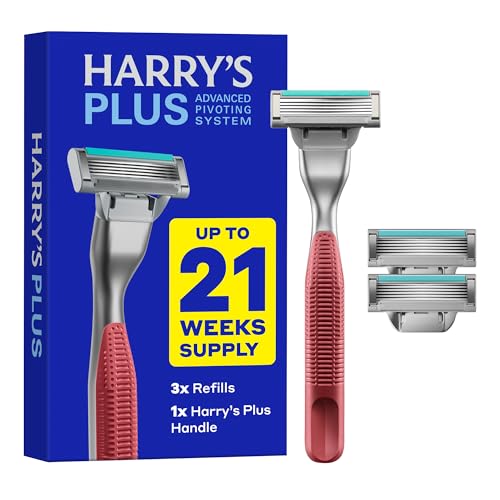 Harry's Plus Razor Shaving Kit for Men - Clay Handle & 3 Blades, Premium Quality