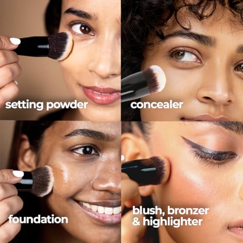 Ruby's Organics Makeup Brush Dual Ended, Multipurpose brush for Foundation, Concealer, Blush and Compact for flawless finish, Blending Brush, Powder Brush, Cruelty-free brush