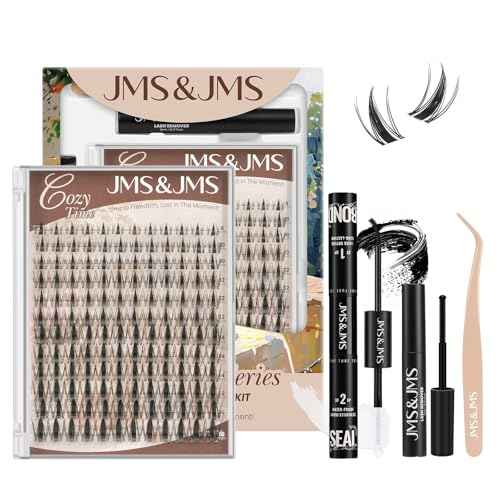 JMS&JMS Lash Clusters Kit 144 pcs Natural Cluster Lashes Invisible Band Manga Lashes with Lash Bond and Seal Eyelash Applictor Lash Remover Lash Extension Kit for Beginner (Fairy-8-18mix)