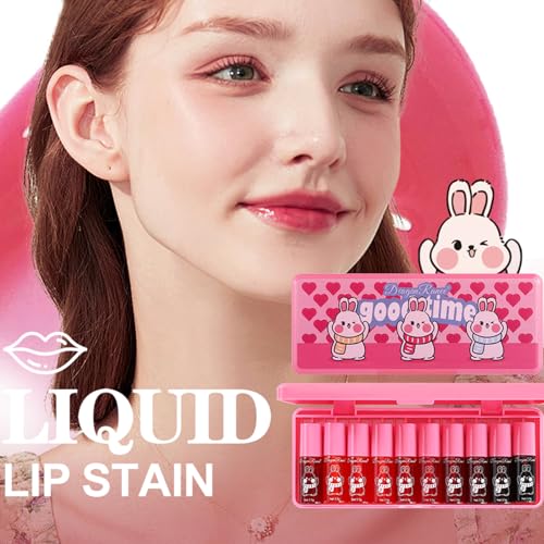 Eakroo 10 Colors Lip Tint Stain Set - Long Lasting Waterproof