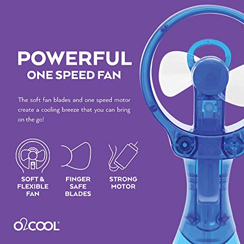 O2COOL Deluxe Handheld Battery Powered Water Misting Fan (Dark Blue)