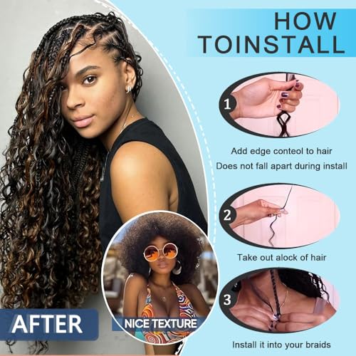 Fridnae Light Brown P1B30 Deep Wave Human Hair Bundles for Boho Braids 34 Inch
