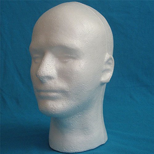 LIAMTU Male Wig Display Mannequin Head Stand Model Styrofoam Foam White