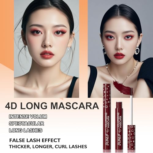 Burgundy Eyelash Mascara Volumizing Lengthening Hypoallergenic Mascara Longwear and Smudge Resistant Liquid Lash Extensions Curling Defining Clump & Flake Free (05#)