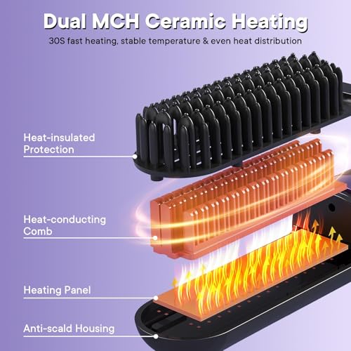 Cordless Hair Straightener Brush with Infrared & Ionic Technology