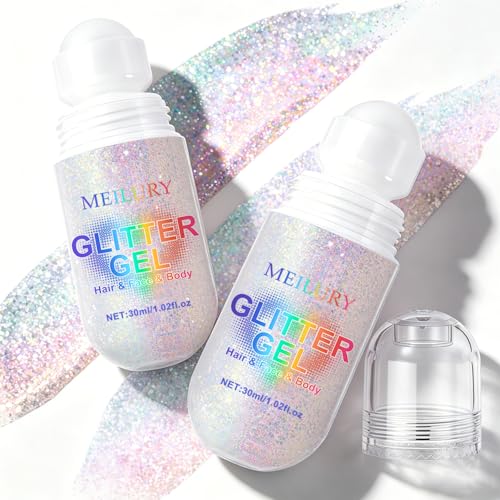 Roll-On Body Glitter Gel - Holographic Chameleon, 2 Pack