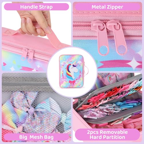 Pink Unicorn Bow Organizer for Girls Hair Clips