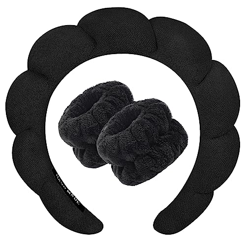 Spa Headband & Wristband Set for Face Washing & Skincare