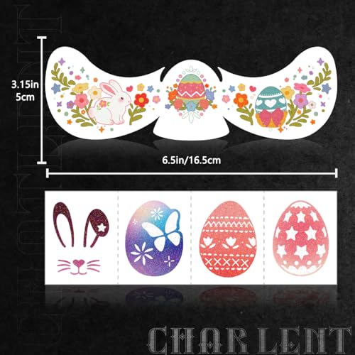 CHARLENT Glitter Easter Face Tattoos | 36 Freckles Patches