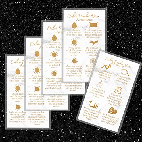 Ombre Powder Brow Aftercare Cards | 50 Pack | 2x3.5"