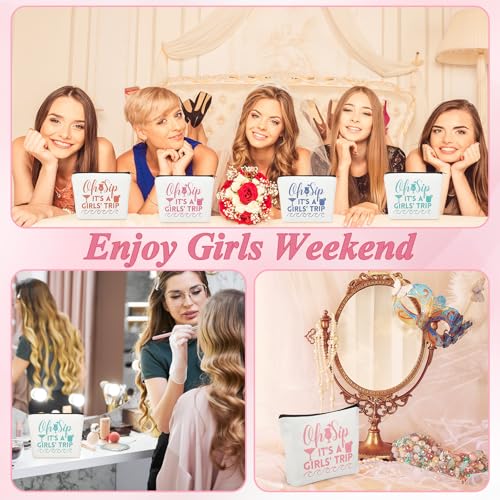 8 Pcs Women's Trip Bags Girls Weekend Gifts 4 Makeup Bag Girls Trip Gifts 4 Weekend Tote Bag Travel Favors for Women Summer Cosmetic Zipper Pouch Wedding Birthday Bachelorette Party