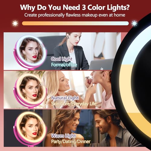 MIYADIVA 20X Magnifying Makeup Mirror with Lights - Dual Sided