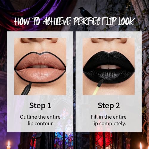 Gothic Makeup Kit - Black Lipstick, Liner & Stamp Eyeliner