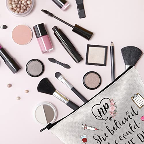TSOTMO Nurse Practitioner Gift She Believed She Could So She Did 2022 Nurse Graduation Gift Makeup Bag (She Believed NP)