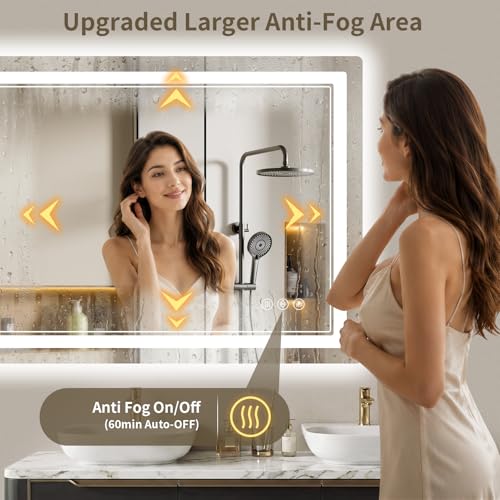30x36 LED Bathroom Mirror with Anti-Fog & Dimmable Lights