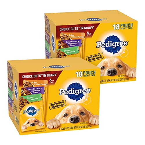 Pedigree Choice Cuts In Gravy Dog Food 18-Count Chicken Casserole Variety Pack, 3.5 oz Pouches (Pack of 2)