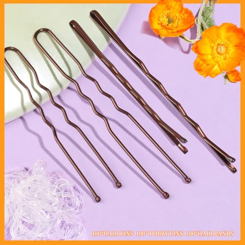 Teenitor 300pc Bobby Pin Kit - Brown Hair Pins & Bun Clips