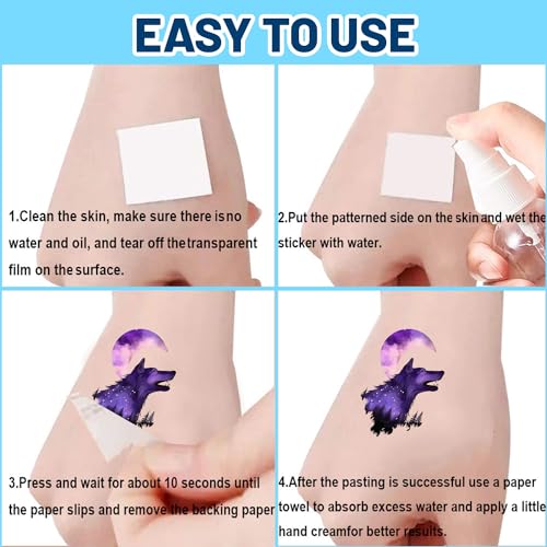 Galaxy Wolf Temporary Tattoo Stickers - 20 Sheets (120 Designs)