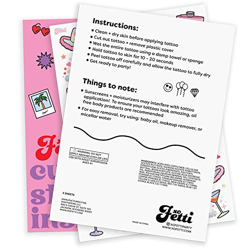 21st Birthday Party Temporary Tattoos - 48 Metallic Tats