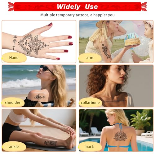 Temporary Tattoo Kit with 12 Stencils, 7 Inks & Removal Wipes