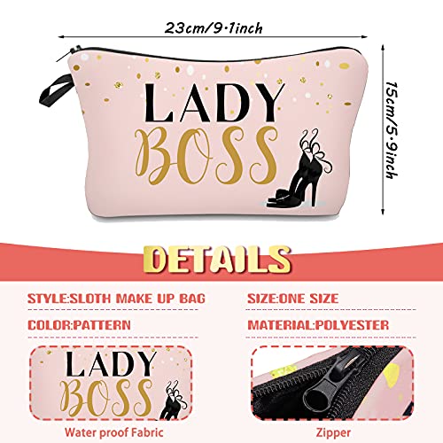 Boao 10 Pieces Letters Makeup Bags Bulk Cosmetic Pouch for Women Travel Zipper Organizer Toiletry Bag Printing Pencil Bag Christmas Supplies Gift(Gold and Pink Style)