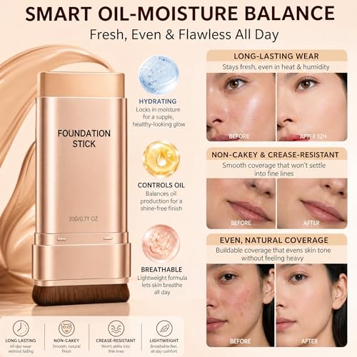 Luminous Dual-Ended Foundation Stick with Brush - Long-Wear Concealer
