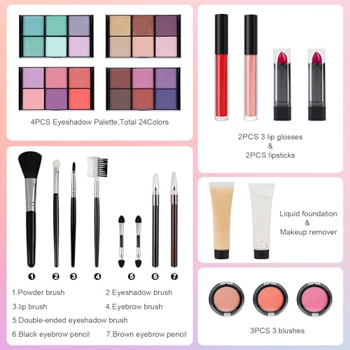 Makeup Kit for Teen Girls - 24 Color Eyeshadow Palette & Brushes