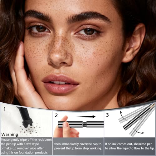 HOSAILY Light Brown Freckle Stamp Pen & Marker Set Waterproof Natural Fake Freckles