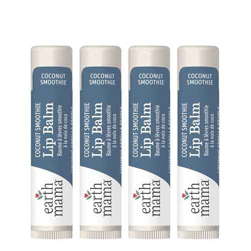 Earth Mama Lip Balm Set | Coconut Smoothie 4-Pack | Lip Moisturizer with Organic Coconut Oil for Sensitive Skin