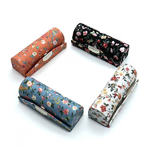 SenseYo Floral Lipstick Case Holder with Mirror & Storage