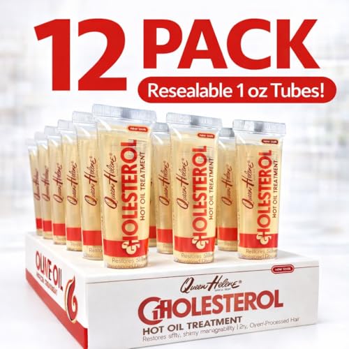 Queen Helene Cholesterol Hot Oil Treatment for Dry, Over-Processed Hair, Restores Soft, Shiny Manageability,1 FL OZ Tube - 12 Count