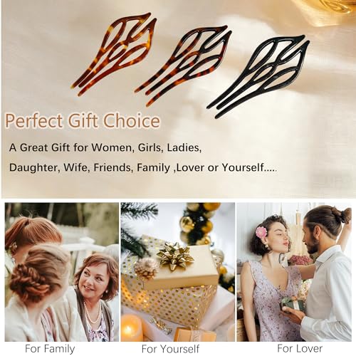 French Hair Pins for Women - Set of 3 Acetate Hair Forks