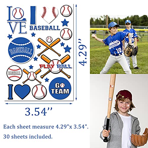 360 Ct Baseball Temporary Tattoos - Sports/Baseball Birthday Party Supplies Goodie Bag Stuffers Favors Prize Motivational Stickers(30 Sheets)