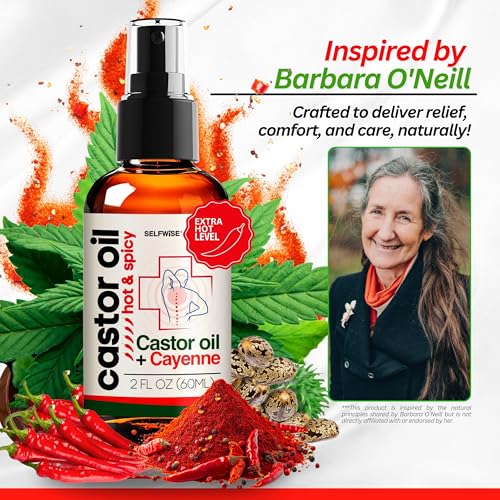 Organic Castor + Cayenne Skin & Joint Relief Oil - Hot& Spicy - Intense Hydration for Small Areas, Hands, Feet, and Targeted Spots 2oz