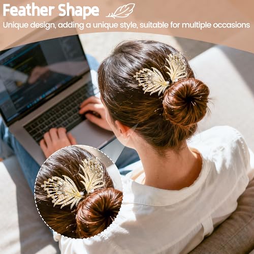 Hair Bun Maker 2-Pack with Feather & Rhinestone Design