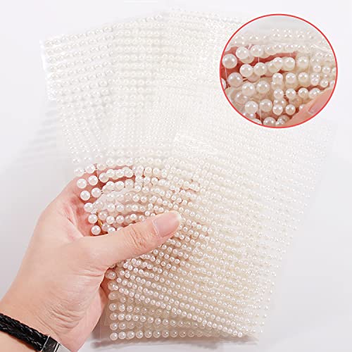 White Pearl Face Stickers 4 Sheets - 2800 Self-Adhesive Gems