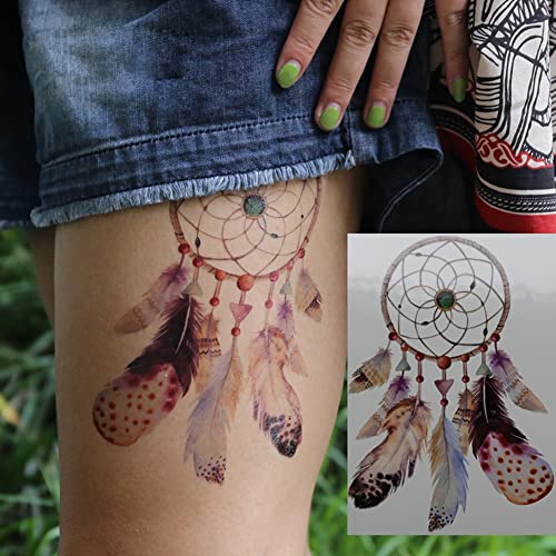 6 Sheet Temporary Tattoo Set - Large Waterproof Dream Catcher Design