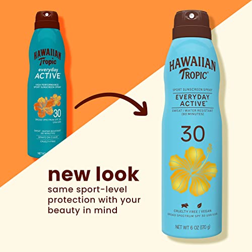 Hawaiian Tropic Everyday Active Spray Sunscreen SPF 50 & SPF 30 Twin Packs, 6oz Clear Continuous Sunscreens