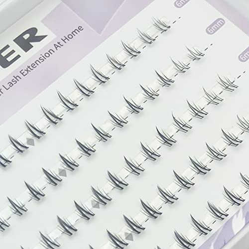 DAODER Bottom Lash Clusters - 90pc DIY Wispy Clear Band Extensions 6mm