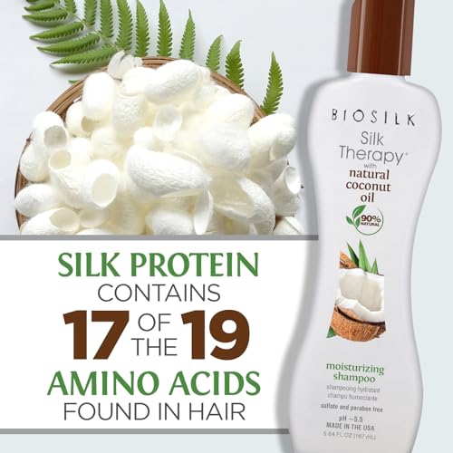 BioSilk Silk Therapy with Natural Coconut Oil Moisturizing Shampoo, Cleanses & Replenishes Moisture, Sulfate, Paraben & Cruelty-Free, 5.64 Oz