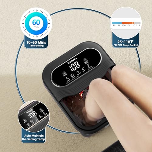 Electric Foot Spa Massager with Heat & Remote Control - 24 Shiatsu Balls