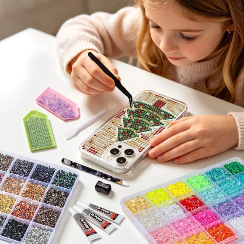 EgticLive 48 Colors 48 Grids Resin Jelly Rhinestones Bedazzling Kit for DIY Crafts - 48000 Pcs