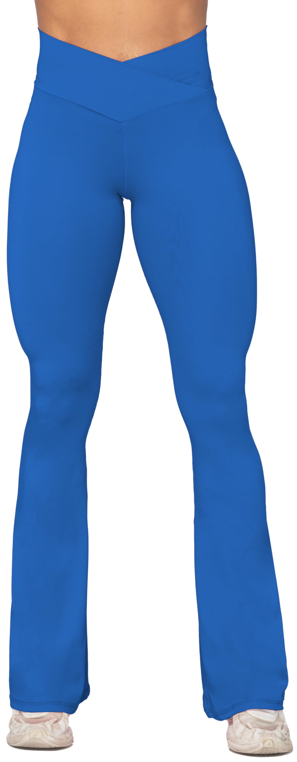 Sunzel Flare Leggings, Crossover Yoga Pants with Tummy Control, High-Waisted and Wide Leg, 30" Inseam, Classic Blue, X-Small