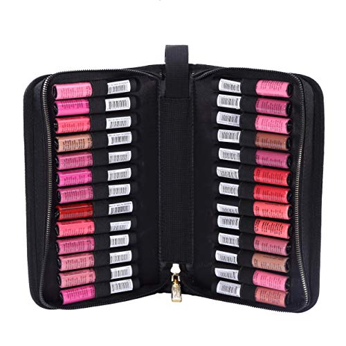ROWNYEON Lipstick Organizer Case Lipstick Holder Portable Lipstick Bag Travel Makeup Bag Cosmetic Case Large Capacity Lipstick Carrying Case Makeup Artist Lip Gloss Storage Bag