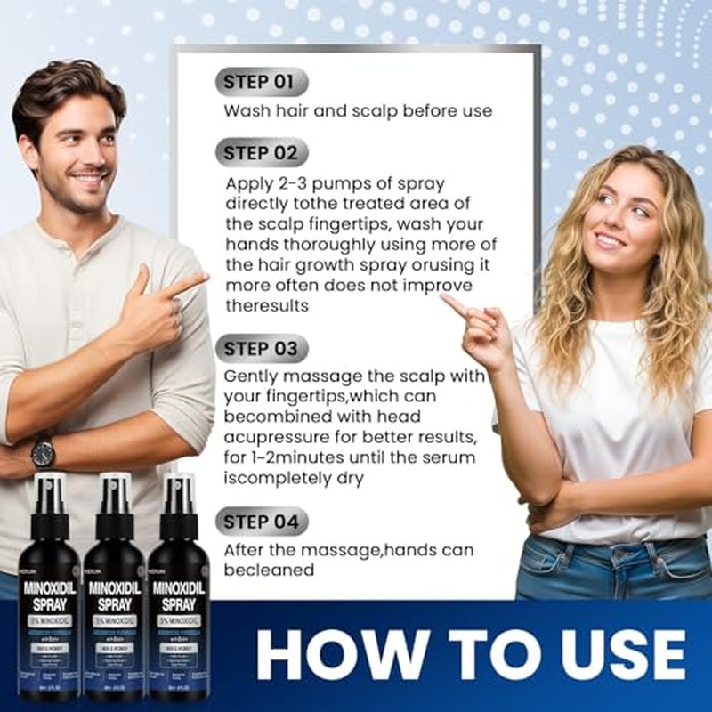 5% Minoxidil Spray for Hair Growth & Loss Prevention